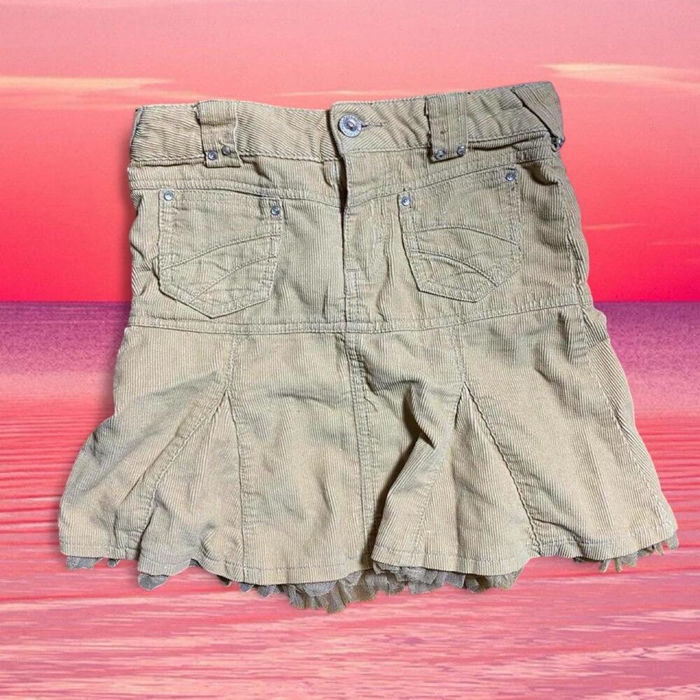 Y2K Kids Glittery Tan Corduroy Mini Skirt